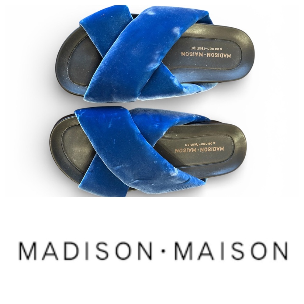 Madison Maison Blue Velvet Slides